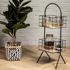 The Home Deco Factory Îlots Et Dessertes Desserte Filaire 2 Paniers -Meubles de cuisine Soldes desserte filaire 2 paniers 2