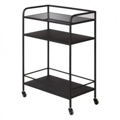 Zago Îlots Et Dessertes Desserte Métal Noir Et Verre Markus -Meubles de cuisine Soldes desserte metal noir et verre markus 2