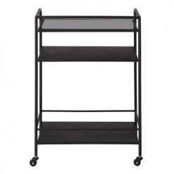 Zago Îlots Et Dessertes Desserte Métal Noir Et Verre Markus -Meubles de cuisine Soldes desserte metal noir et verre markus 4