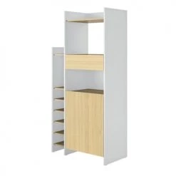 TEMAHOME Meubles Haut Desserte Micro-onde Effet Bois Blanc Et Chêne Clair -Meubles de cuisine Soldes desserte micro onde effet bois blanc et chene clair 4