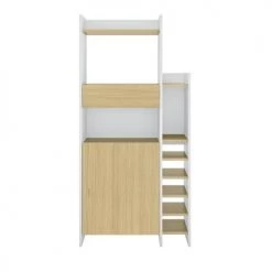 TEMAHOME Meubles Haut Desserte Micro-onde Effet Bois Blanc Et Chêne Clair -Meubles de cuisine Soldes desserte micro onde effet bois blanc et chene clair 5