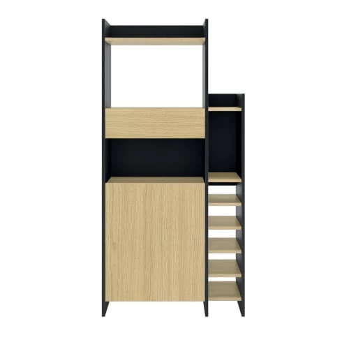 TEMAHOME Meubles Haut Desserte Micro-onde Effet Bois Noir Et Chêne Clair 6 TEMAHOME Meubles Haut Desserte Micro-onde Effet Bois Noir Et Chêne Clair – Image 4