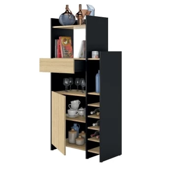 TEMAHOME Meubles Haut Desserte Micro-onde Effet Bois Noir Et Chêne Clair 7 TEMAHOME Meubles Haut Desserte Micro-onde Effet Bois Noir Et Chêne Clair – Image 5