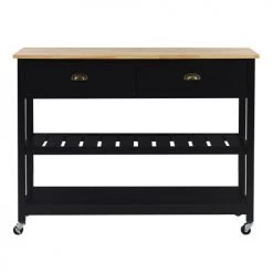 Beliani Îlots Et Dessertes Desserte Noire à Roulettes -Meubles de cuisine Soldes desserte noire a roulettes 2
