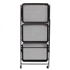 The Home Deco Factory Îlots Et Dessertes Desserte Pliante à Roulettes 3 Niveaux Noire -Meubles de cuisine Soldes desserte pliante a roulettes 3 niveaux noire 3