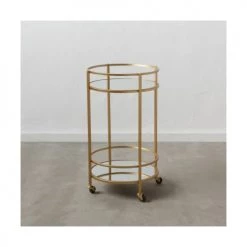 Ixia Îlots Et Dessertes Desserte Ronde Apéritif Salon En Métal Doré Et Plateaux Miroirs -Meubles de cuisine Soldes desserte ronde aperitif salon en metal dore et plateaux miroirs 10