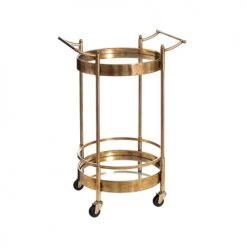 Ixia Îlots Et Dessertes Desserte Ronde Apéritif Salon En Métal Doré Et Plateaux Miroirs