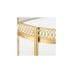 Wadiga Îlots Et Dessertes Desserte Ronde Apéritif Salon En Métal Doré Et Plateaux Miroirs -Meubles de cuisine Soldes desserte ronde aperitif salon en metal dore et plateaux miroirs 4