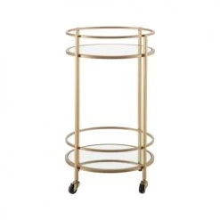 Ixia Îlots Et Dessertes Desserte Ronde Apéritif Salon En Métal Doré Et Plateaux Miroirs