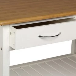 Five Simply Smart Îlots Et Dessertes Desserte Roulettes Bois Blanc Imitation Bambou -Meubles de cuisine Soldes desserte roulettes bois blanc imitation bambou 2