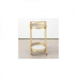 Wadiga Îlots Et Dessertes Desserte Table Apéritif Salon En Métal Doré Et Plateaux Miroirs -Meubles de cuisine Soldes desserte table aperitif salon en metal dore et plateaux miroirs 2