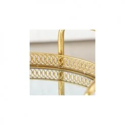 Wadiga Îlots Et Dessertes Desserte Table Apéritif Salon En Métal Doré Et Plateaux Miroirs -Meubles de cuisine Soldes desserte table aperitif salon en metal dore et plateaux miroirs 4