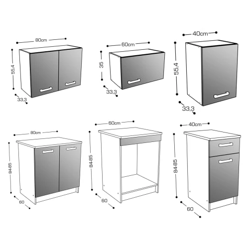 Urban Meuble Meubles Haut Ensemble De Meubles De Cuisine Complète Modulaire Linéaire 6 Pcs 5 Urban Meuble Meubles Haut Ensemble De Meubles De Cuisine Complète Modulaire Linéaire 6 Pcs – Image 3