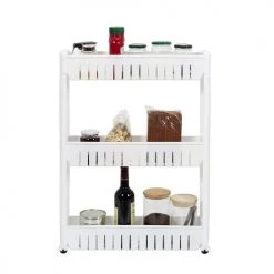 Toilinux Îlots Et Dessertes Etagère à Roulettes Pour Cuisine Blanc -Meubles de cuisine Soldes etagere a roulettes pour cuisine blanc 2