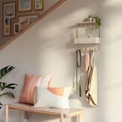 Umbra Portemanteaux Et Patères Étagère Blanche Avec Crochets, 31 X 32 X 10 -Meubles de cuisine Soldes etagere blanche avec crochets 31 x 32 x 10 2