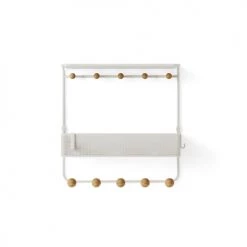 Umbra Portemanteaux Et Patères Étagère Blanche Avec Crochets, 31 X 32 X 10