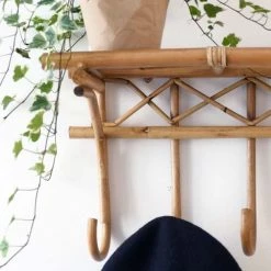Casatera Portemanteaux Et Patères Etagère Porte-manteau Rotin Naturel Bois Clair -Meubles de cuisine Soldes etagere porte manteau rotin naturel bois clair 3
