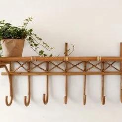 Casatera Portemanteaux Et Patères Etagère Porte-manteau Rotin Naturel Bois Clair -Meubles de cuisine Soldes etagere porte manteau rotin naturel bois clair 4