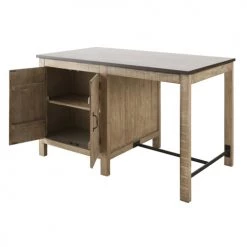 Maisons Du Monde Îlots Et Dessertes Îlot Central Cuisine 2 Portes Vitrées En Pin Recyclé Grisé -Meubles de cuisine Soldes ilot central cuisine 2 portes vitrees en pin recycle grise 1000 3 8 201810 5