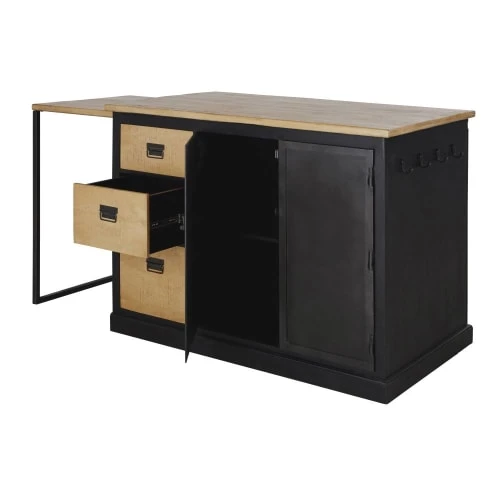 Maisons Du Monde Îlots Et Dessertes Ilot Central Cuisine 3 Portes 3 Tiroirs En Manguier Massif Avec Table étirable 4 Maisons Du Monde Îlots Et Dessertes Ilot Central Cuisine 3 Portes 3 Tiroirs En Manguier Massif Avec Table étirable – Image 2