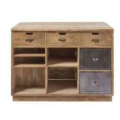 Maisons Du Monde Îlots Et Dessertes Îlot Central Cuisine En Manguier Massif Et Métal Gris