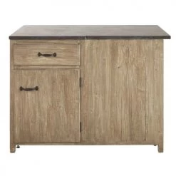 Maisons Du Monde Meubles Bas Meuble Bas D'angle Gauche De Cuisine 1 Porte 1 Tiroir En Pin Recyclé Grisé