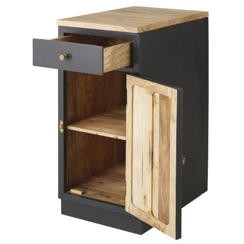 Maisons Du Monde Meubles Bas Meuble Bas De Cuisine 1 Porte 1 Tiroir En Manguier Massif Gris Ardoise 5 Maisons Du Monde Meubles Bas Meuble Bas De Cuisine 1 Porte 1 Tiroir En Manguier Massif Gris Ardoise – Image 3