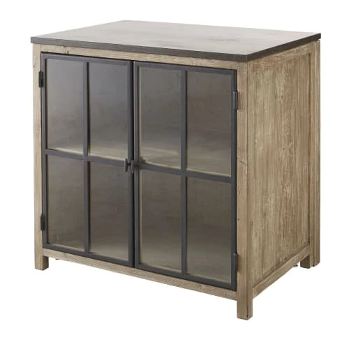 Maisons Du Monde Meubles Bas Meuble Bas De Cuisine 2 Portes Vitrées En Pin Recyclé Grisé 5 Maisons Du Monde Meubles Bas Meuble Bas De Cuisine 2 Portes Vitrées En Pin Recyclé Grisé – Image 3