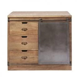 Maisons Du Monde Meubles Bas Meuble Bas De Cuisine 3 Tiroirs 1 Porte En Manguier Massif