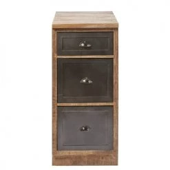 Maisons Du Monde Meubles Bas Meuble Bas De Cuisine 3 Tiroirs En Manguier Massif Et Métal Gris