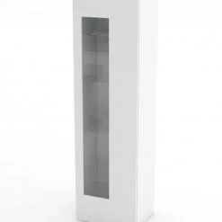 Dmora Meubles Bas Meuble Colonne Avec Porte Effet Bois Blanc Brillant