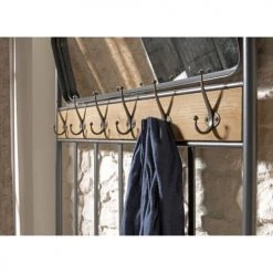 MACABANE Portemanteaux Et Patères Meuble D'entrée Porte-manteau Miroir 2 étagères Sapin Métal -Meubles de cuisine Soldes meuble d entree porte manteau miroir 2 etageres sapin metal 3