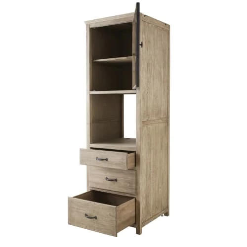 Maisons Du Monde Meubles Haut Meuble De Cuisine Colonne Four 1 Porte Vitrée 3 Tiroirs En Pin Recyclé 4 Maisons Du Monde Meubles Haut Meuble De Cuisine Colonne Four 1 Porte Vitrée 3 Tiroirs En Pin Recyclé – Image 2