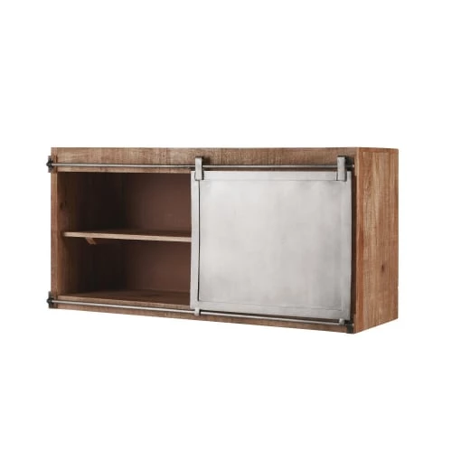 Maisons Du Monde Meubles Haut Meuble Haut De Cuisine 1 Porte Coulissante En Manguier Massif Et Métal Gris 4 Maisons Du Monde Meubles Haut Meuble Haut De Cuisine 1 Porte Coulissante En Manguier Massif Et Métal Gris – Image 2