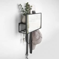 Umbra Portemanteaux Et Patères Miroir Patère Vide-poches Noir 12.63x4.13x8cm -Meubles de cuisine Soldes miroir patere vide poches noir 12 63x4 13x8cm 2