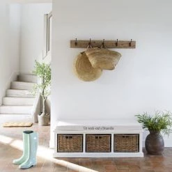 Maisons Du Monde Portemanteaux Et Patères Patère 5 Crochets En Bois Recyclé Et Métal Noir -Meubles de cuisine Soldes patere 5 crochets en bois recycle et metal noir 1000 2 7 189263 6