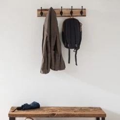 Maisons Du Monde Portemanteaux Et Patères Patère 5 Crochets En Chêne Et Métal -Meubles de cuisine Soldes patere 5 crochets en chene et metal 1000 9 5 189015 6