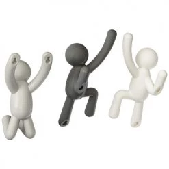 Umbra Portemanteaux Et Patères Patère Bonhomme Buddy (lot De 3) Gris - Blanc -Meubles de cuisine Soldes patere bonhomme buddy lot de 3 gris blanc 3