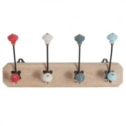 Maisons Du Monde Portemanteaux Et Patères Patère En Manguier 4 Crochets En Métal Et Céramique