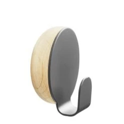 WOUD Portemanteaux Et Patères Patère Noire Et Bois De Chêne -Meubles de cuisine Soldes patere grise et bois de chene