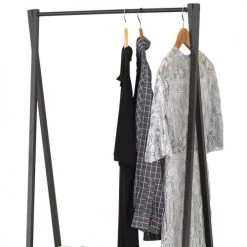 Urban Living Portemanteaux Et Patères Penderie En Métal Noir Et Bois + 2 étagères - 60x40x150cm -Meubles de cuisine Soldes penderie en metal noir et bois 2 etageres 60x40x150cm 2