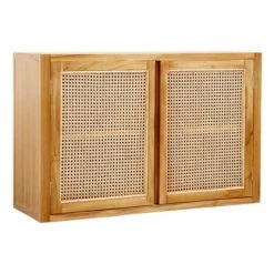 Meubles Haut Placard Cuisine Teck Et Cannage 100cm - Nordal