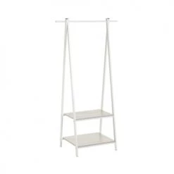 Wadiga Portemanteaux Et Patères Portant Vêtements Bois Et Métal Blanc - 55x45x150cm