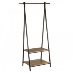 Wadiga Portemanteaux Et Patères Portant Vêtements Bois Et Métal Noir