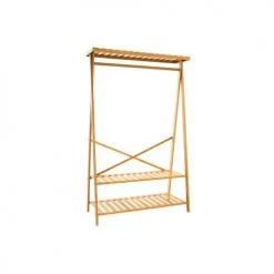Wadiga Portemanteaux Et Patères Portant Vêtements En Bambou 3 étagères - 100x43x160cm