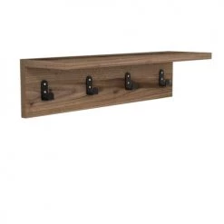 Toilinux Portemanteaux Et Patères Porte Manteau Avec 4 Accroches L.60 Cm Marron