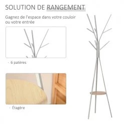 Homcom Portemanteaux Et Patères Porte-manteau Design Branches Blanc -Meubles de cuisine Soldes porte manteau design branches blanc 3