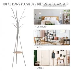 Homcom Portemanteaux Et Patères Porte-manteau Design Branches Blanc -Meubles de cuisine Soldes porte manteau design branches blanc 5