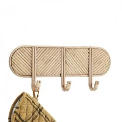 Madam Stoltz Portemanteaux Et Patères Porte Manteau Rotin 3 Crochets -Meubles de cuisine Soldes porte manteau rotin 3 crochets 2