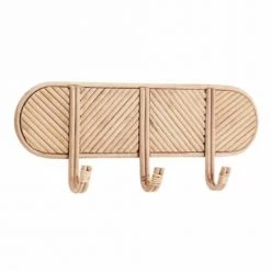 Madam Stoltz Portemanteaux Et Patères Porte Manteau Rotin 3 Crochets